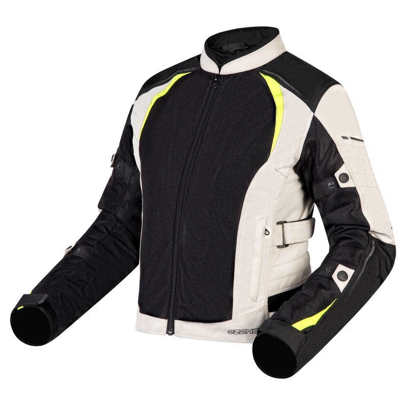 KURTKA MOTOCYKLOWA TEKSTYLNA DAMSKA OZONE FLOW BLACK GREY FLUO YELLOW 