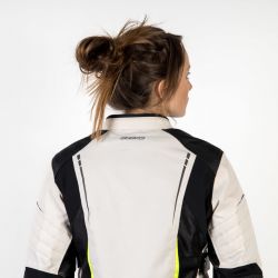 KURTKA MOTOCYKLOWA TEKSTYLNA DAMSKA OZONE FLOW BLACK GREY FLUO YELLOW 