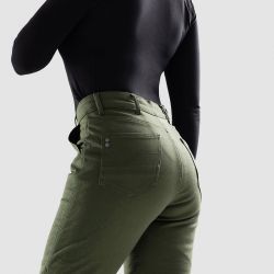 JEANSY MOTOCYKLOWE DAMSKIE OZONE JANE JOGGER FIT OLIVE 26/30
