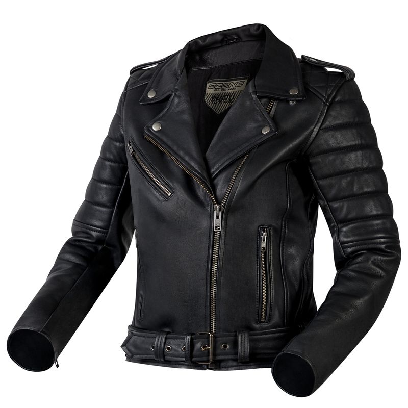KURTKA MOTOCYKLOWA SKÓRZANA DAMSKA OZONE RAMONES MODERN MATT BLACK 