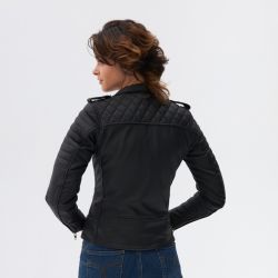 KURTKA MOTOCYKLOWA SKÓRZANA DAMSKA OZONE RAMONES MODERN MATT BLACK 