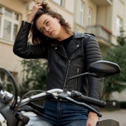 KURTKA MOTOCYKLOWA SKÓRZANA DAMSKA OZONE RAMONES MODERN MATT BLACK 