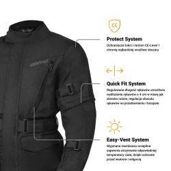 KURTKA MOTOCYKLOWA TEKSTYLNA JUNIOR OZONE SAHARA BLACK 