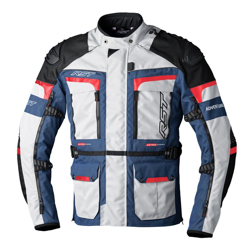 KURTKA MOTOCYKLOWA TEKSTYLNA RST PRO SERIES ADVENTURE X SILVER DARK BLUE RED 