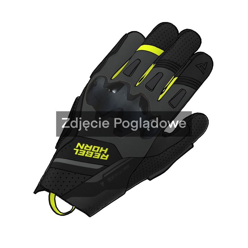 RĘKAWICE MOTOCYKLOWE REBELHORN DEFENDER BLACK GREY FLUO YELLOW 