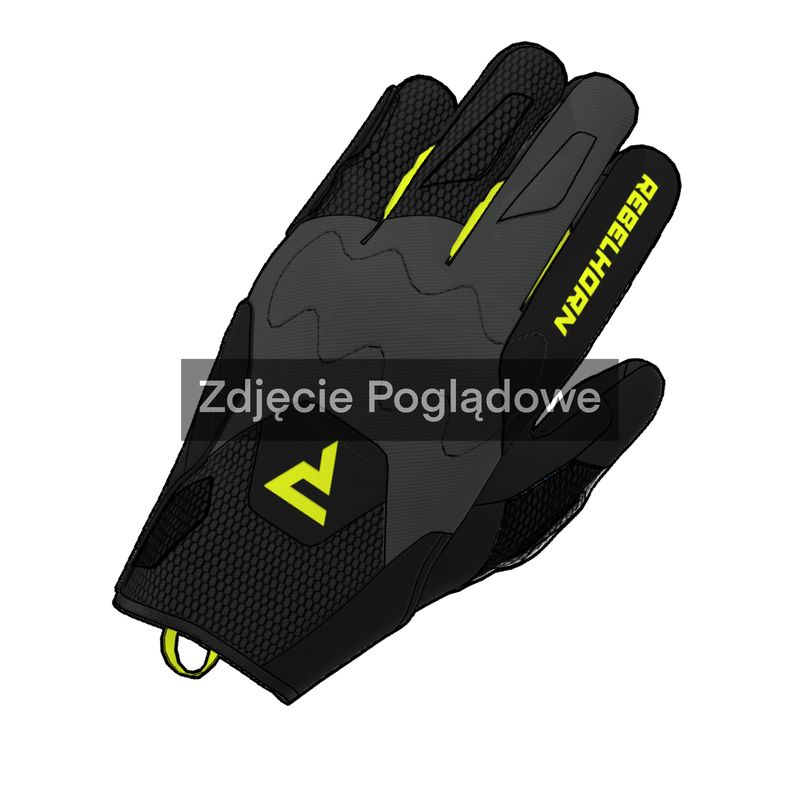 RĘKAWICE MOTOCYKLOWE DAMSKIE REBELHORN CORE BLACK GREY FLUO YELLOW 