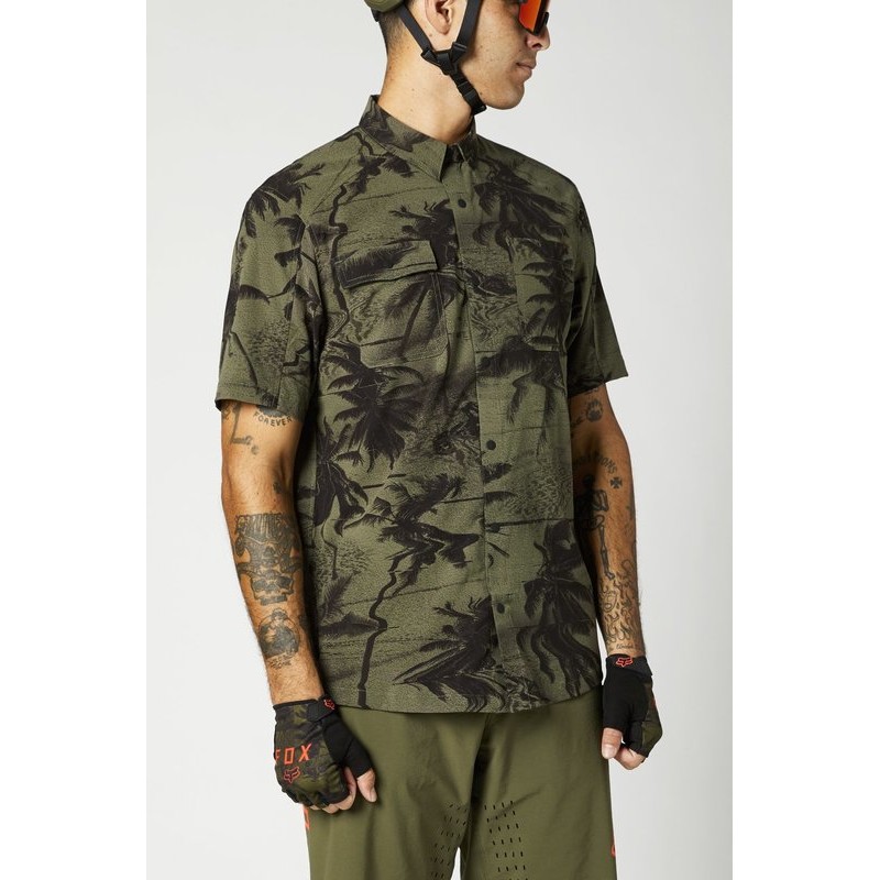 KOSZULKA ROWEROWA FOX FLEXAIR WOVEN OLIVE GREEN  ENDURO CROSS