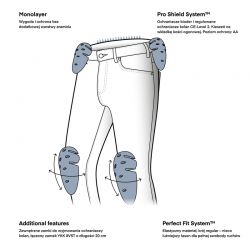 JEANSY MOTOCYKLOWE REBELHORN CLASSIC WASHED BLUE MONOLAYER 
