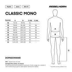 JEANSY MOTOCYKLOWE REBELHORN CLASSIC WASHED BLUE MONOLAYER 