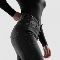 JEANSY MOTOCYKLOWE DAMSKIE REBELHORN CLASSIC WASHED BLACK MONOLAYER 24/28