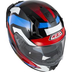 KASK MOTOCYKLOWY NZI GO RIDER STREAM DUO QUADRI BLACK RED BLUE 
