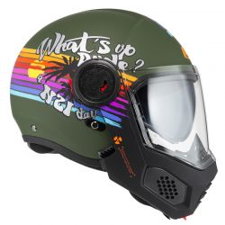 KASK MOTOCYKLOWY NZI MINIMOD DUO RAINBOW GREENBLACK SILVER MATT 