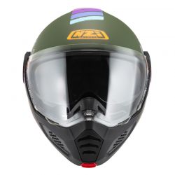 KASK MOTOCYKLOWY NZI MINIMOD DUO RAINBOW GREENBLACK SILVER MATT 