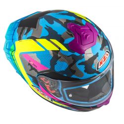 KASK MOTOCYKLOWY NZI TRENDY STREAM CAMU BLUE NEON PINK BLUE S MATT 