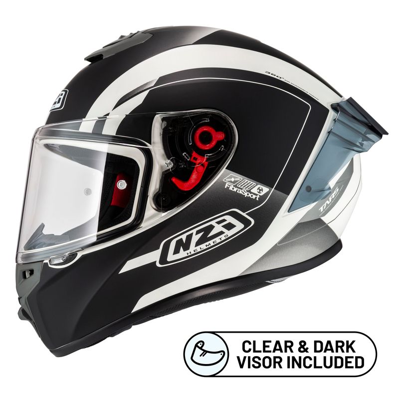 KASK MOTOCYKLOWY NZI TRENDY STREAM ELEGANCE WHITE BLACK TINTED S MATT 