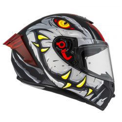 KASK MOTOCYKLOWY NZI TRENDY STREAM RAPTOR BLACK GREY RED S MATT 