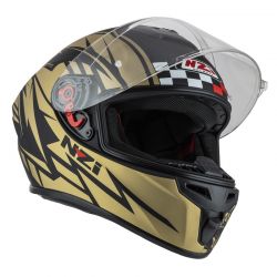 KASK MOTOCYKLOWY NZI TRENDY STREAM FLAG BLACK GOLD MATT 