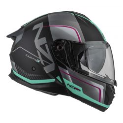 KASK MOTOCYKLOWY NZI COMBI 3 DUO ORBE BLACK ANTRACITE BEIGE TURQUOISE MATT 