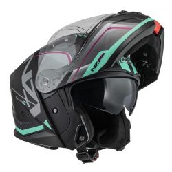 KASK MOTOCYKLOWY NZI COMBI 3 DUO ORBE BLACK ANTRACITE BEIGE TURQUOISE MATT 