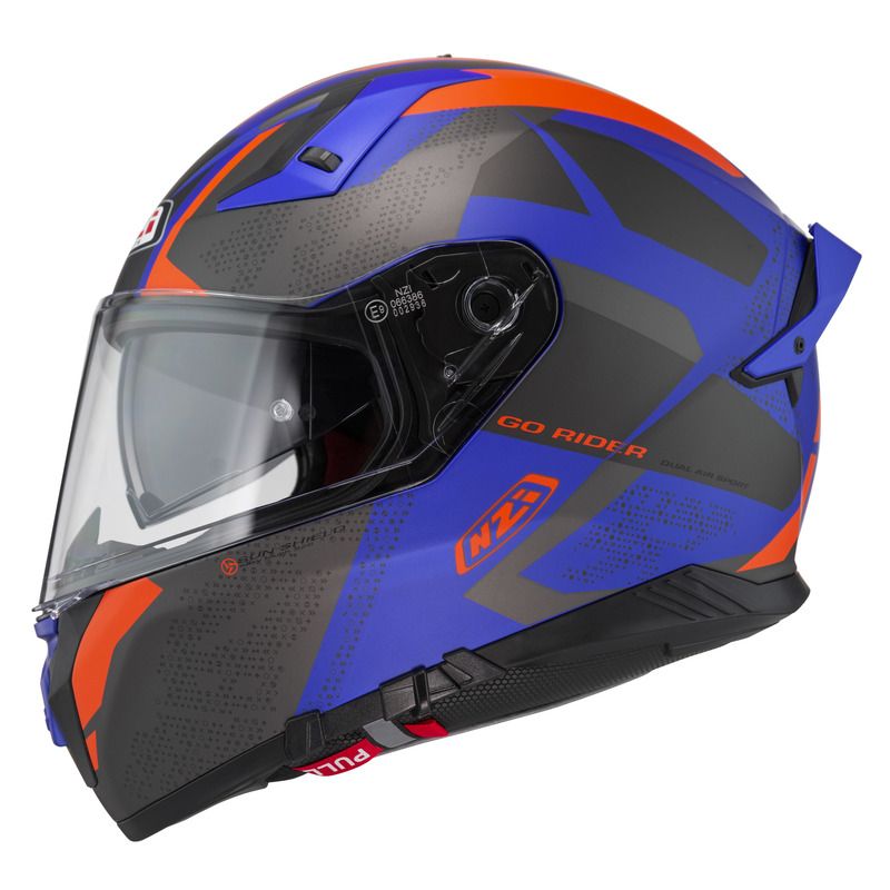 KASK MOTOCYKLOWY NZI GO RIDER STREAM DUO TRIDENT BLUE ANTRACITE ORANGE MATT 