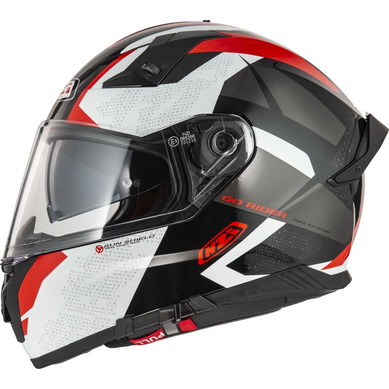KASK MOTOCYKLOWY NZI GO RIDER STREAM DUO TRIDENT BLACK GREY RED 