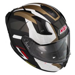 KASK MOTOCYKLOWY NZI GO RIDER STREAM DUO TRIDENT BLACK GREY GOLD MATT 