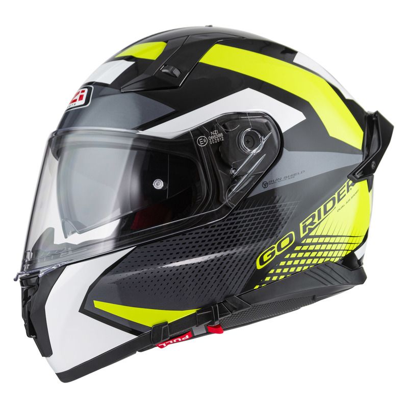 KASK MOTOCYKLOWY NZI GO RIDER STREAM DUO QUADRI BLACK GREY YELLOW 