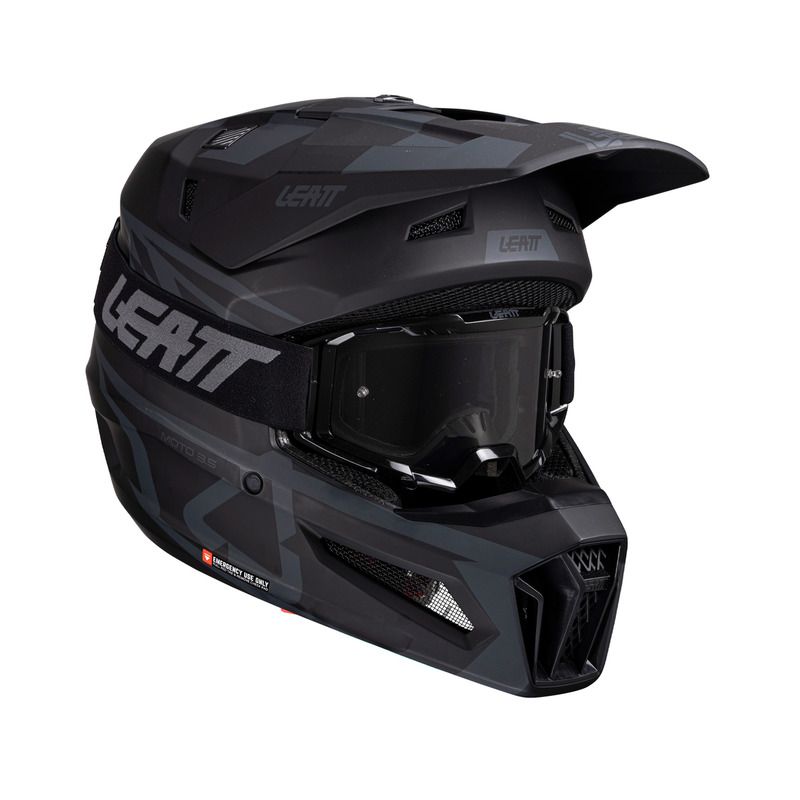 KASK MOTOCYKLOWY Z GOGLAMI LEATT KIT MOTO 3.5 STEALTH 