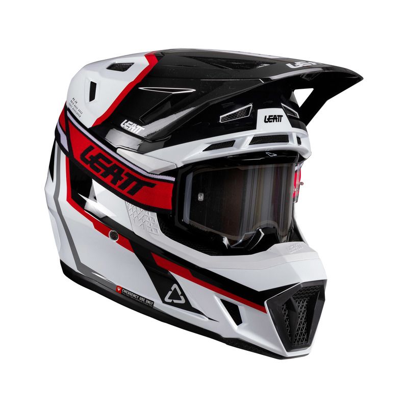 KASK MOTOCYKLOWY Z GOGLAMI LEATT KIT MOTO 7.5 WHITE RED 