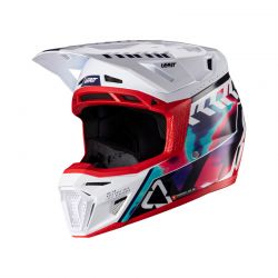 KASK MOTOCYKLOWY Z GOGLAMI LEATT KIT MOTO 8.5 ROYAL BLUE RED 