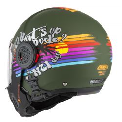 KASK MOTOCYKLOWY NZI MINIMOD DUO RAINBOW GREENBLACK SILVER MATT 
