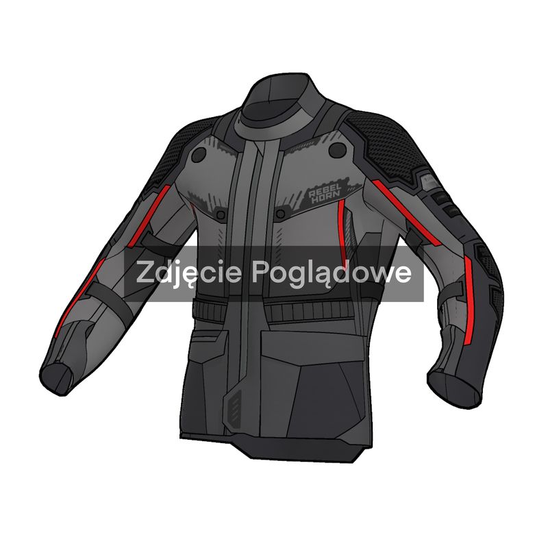 KURTKA MOTOCYKLOWA TEKSTYLNA REBELHORN PATROL 2 BLACK DARK GREY RED 