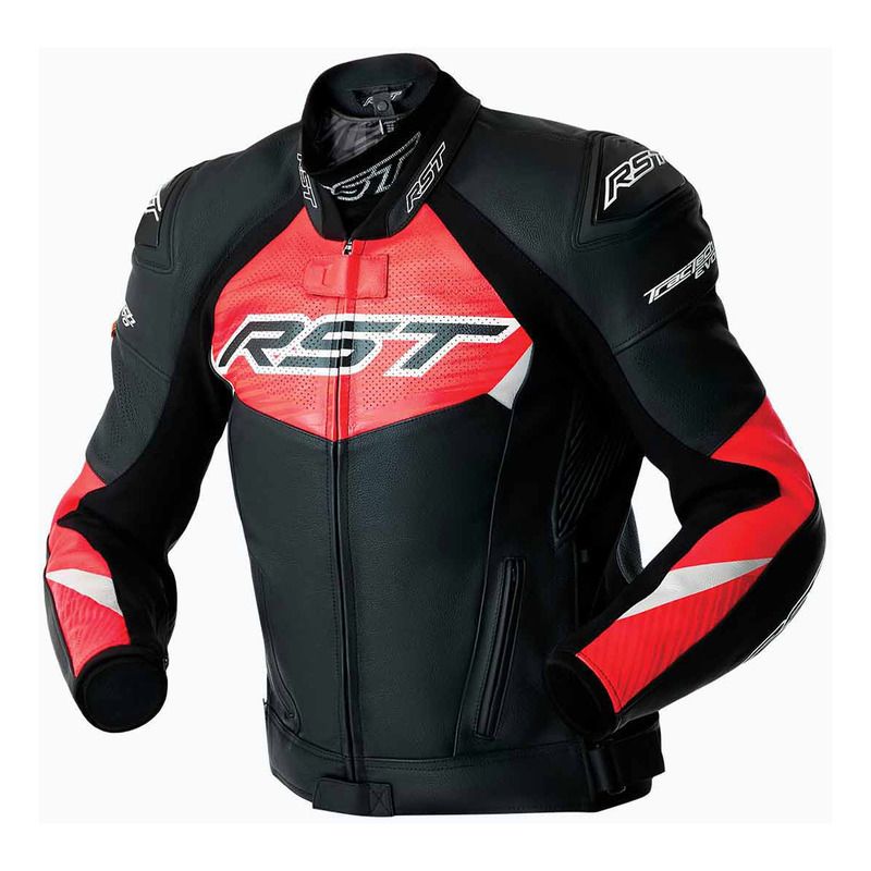 KURTKA MOTOCYKLOWA SKÓRZANA RST TRACTECH EVO D3O BLACK FLUO RED 