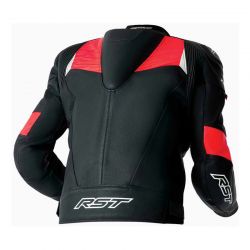 KURTKA MOTOCYKLOWA SKÓRZANA RST TRACTECH EVO D3O BLACK FLUO RED 
