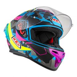 KASK MOTOCYKLOWY NZI TRENDY STREAM CAMU BLUE NEON PINK BLUE S MATT 