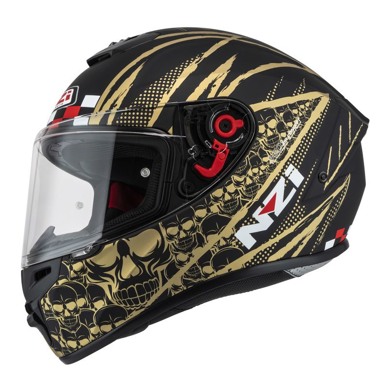 KASK MOTOCYKLOWY NZI TRENDY STREAM FLAG BLACK GOLD MATT 