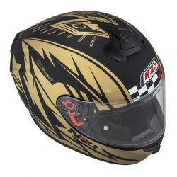 KASK MOTOCYKLOWY NZI TRENDY STREAM FLAG BLACK GOLD MATT 
