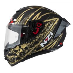 KASK MOTOCYKLOWY NZI TRENDY STREAM FLAG BLACK GOLD MATT 
