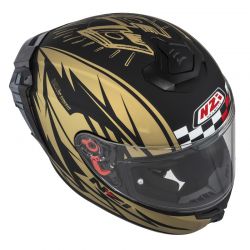 KASK MOTOCYKLOWY NZI TRENDY STREAM FLAG BLACK GOLD MATT 