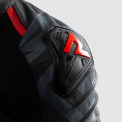 KURTKA MOTOCYKLOWA SKÓRZANA REBELHORN VANDAL 2 BLACK GREY FLUO RED 