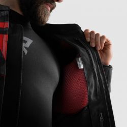 KURTKA MOTOCYKLOWA SKÓRZANA REBELHORN VANDAL 2 BLACK GREY FLUO RED 