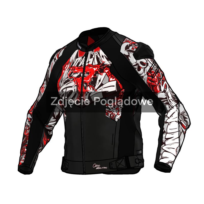KURTKA MOTOCYKLOWA SKÓRZANA REBELHORN VANDAL 2 CRUZE BLACK DARK GREY RED 
