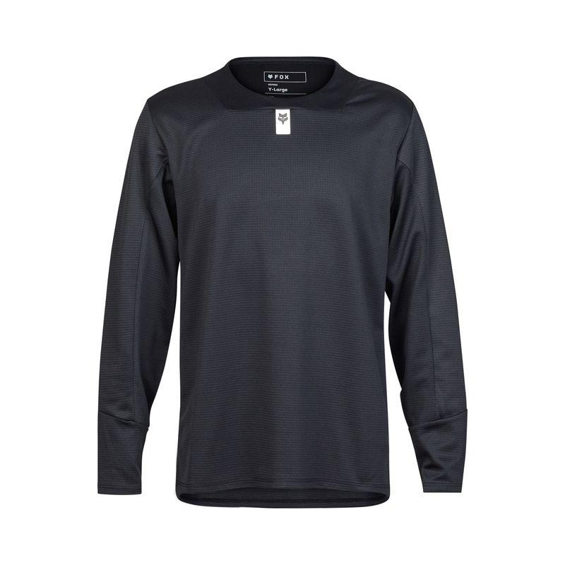 KOSZULKA ROWEROWA Z DŁUGIM RĘKAWEM JUNIOR FOX DEFEND BLACK  ENDURO CROSS
