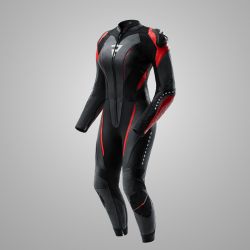 SPODNIE MOTOCYKLOWE SKÓRZANE DAMSKIE REBELHORN DIVA BLACK RED 