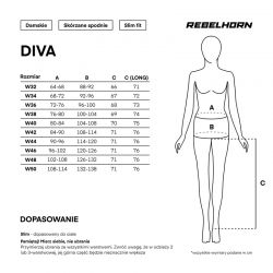 SPODNIE MOTOCYKLOWE SKÓRZANE DAMSKIE REBELHORN DIVA BLACK RED 