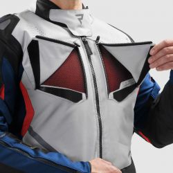 KURTKA MOTOCYKLOWA TEKSTYLNA REBELHORN HIKER 4 LIGHT GREY BLUE RED 