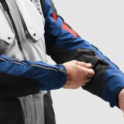 KURTKA MOTOCYKLOWA TEKSTYLNA REBELHORN HIKER 4 LIGHT GREY BLUE RED 