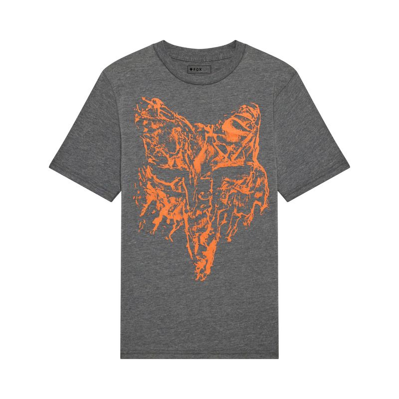 T-SHIRT JUNIOR FOX IMAGE PRINT HEAD HEATHER DARK GREY  ENDURO CROSS