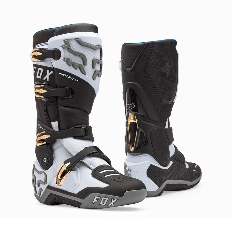 BUTY MOTOCYKLOWE FOX INSTINCT WHITE BLACK GREY 9 (WKŁADKA 265MM) ENDURO CROSS