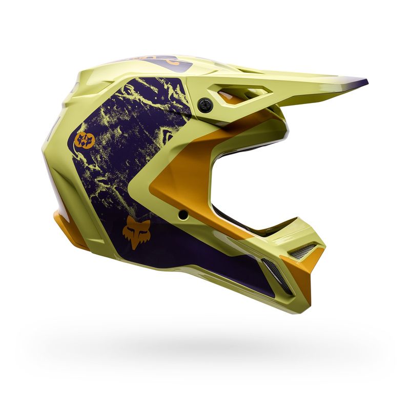 KASK MOTOCYKLOWY FOX V1 IMAGE PRINT PURPLE YELLOW  ENDURO CROSS